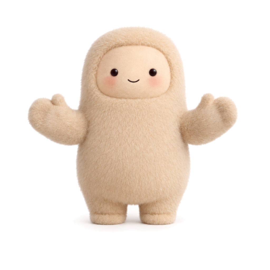 MOOSE, a fluffy beige mascot